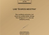 ŠVAROS MEISTRAI_Certificate 2016